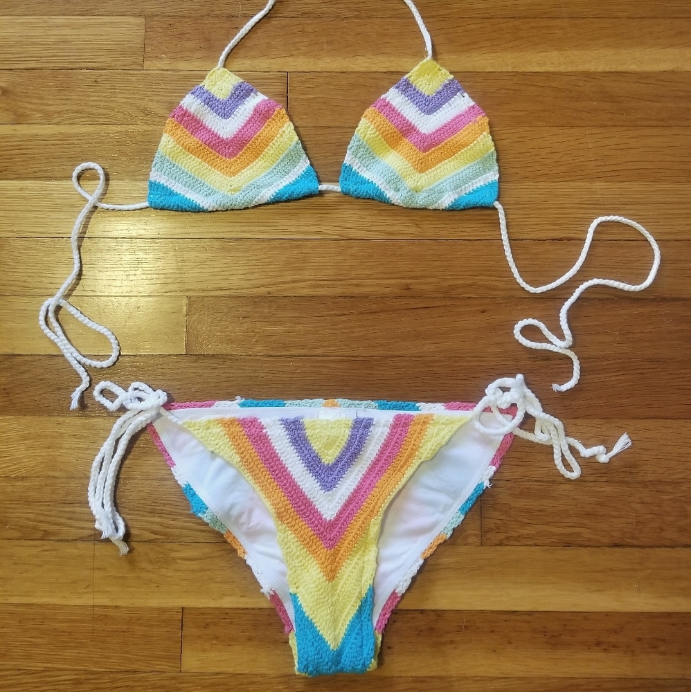 Bar III Multicolor Crochet Bikini